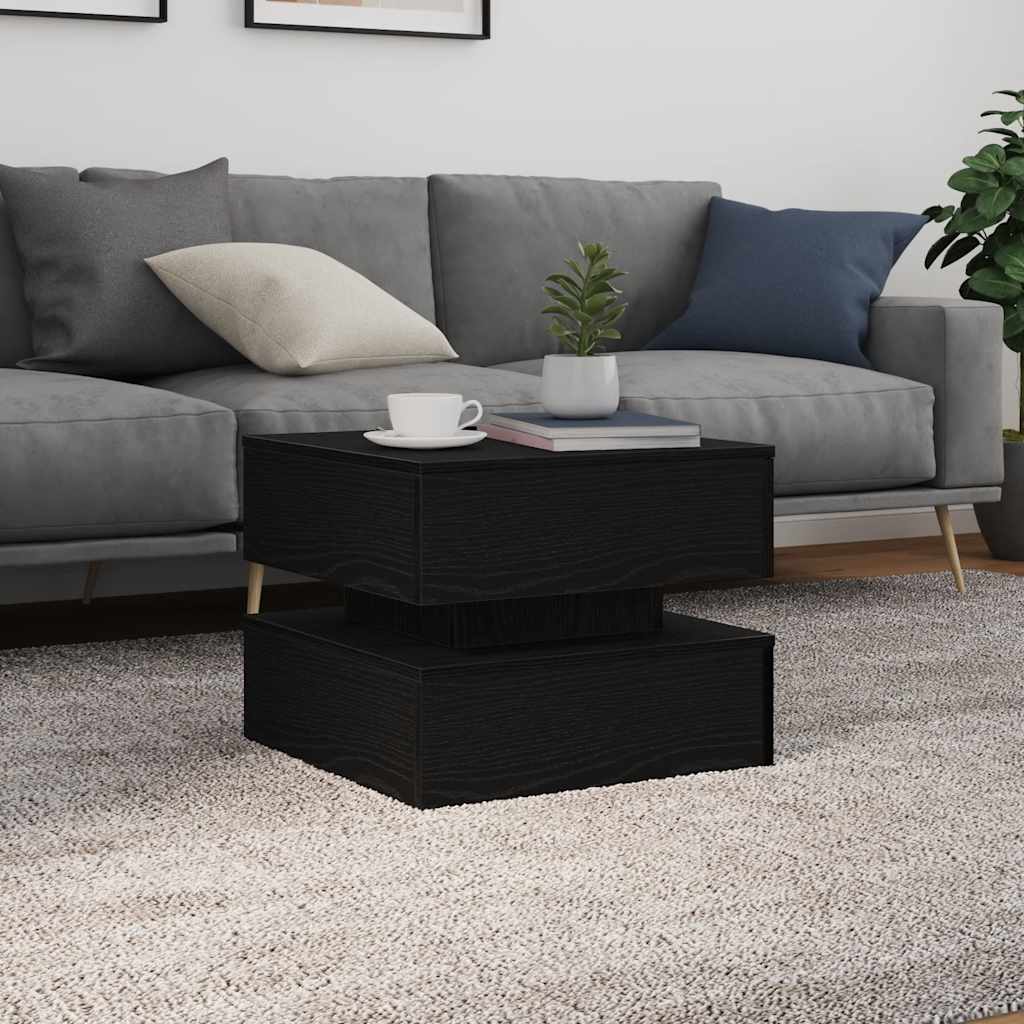 vidaXL Masuta de cafea cu lumini LED Stejar negru 50x50x40 cm vidaXL Masuta de cafea cu lumini LED Stejar negru 50x50x40 cm