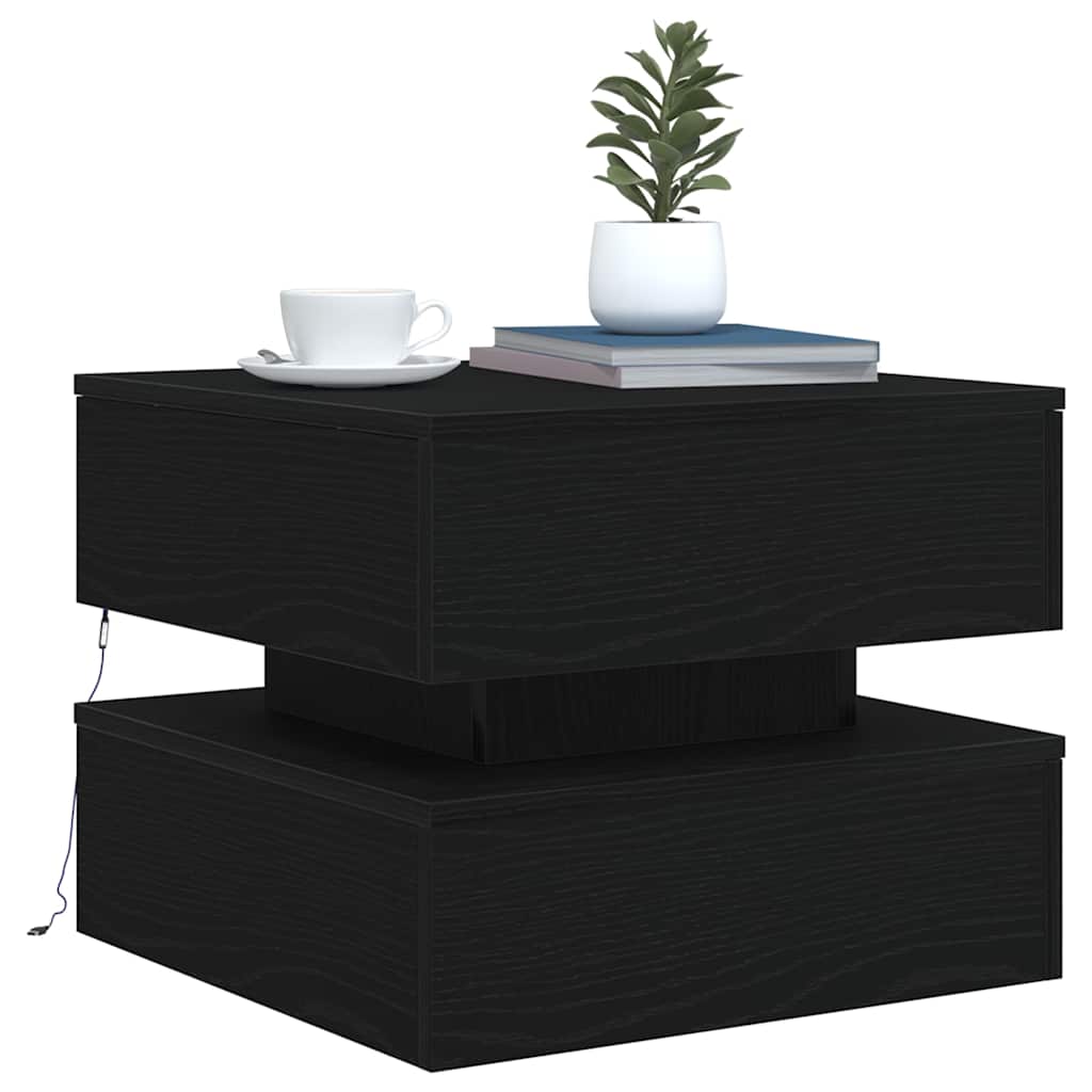 vidaXL Masuta de cafea cu lumini LED Stejar negru 50x50x40 cm vidaXL Masuta de cafea cu lumini LED Stejar negru 50x50x40 cm