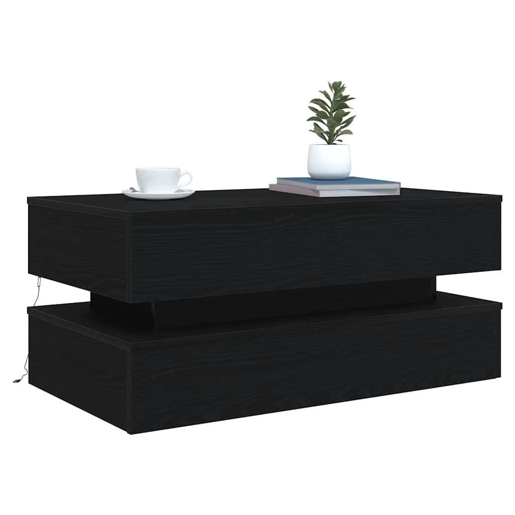 vidaXL Masuta de cafea cu lumini LED Stejar negru 90x50x40 cm vidaXL Masuta de cafea cu lumini LED Stejar negru 90x50x40 cm