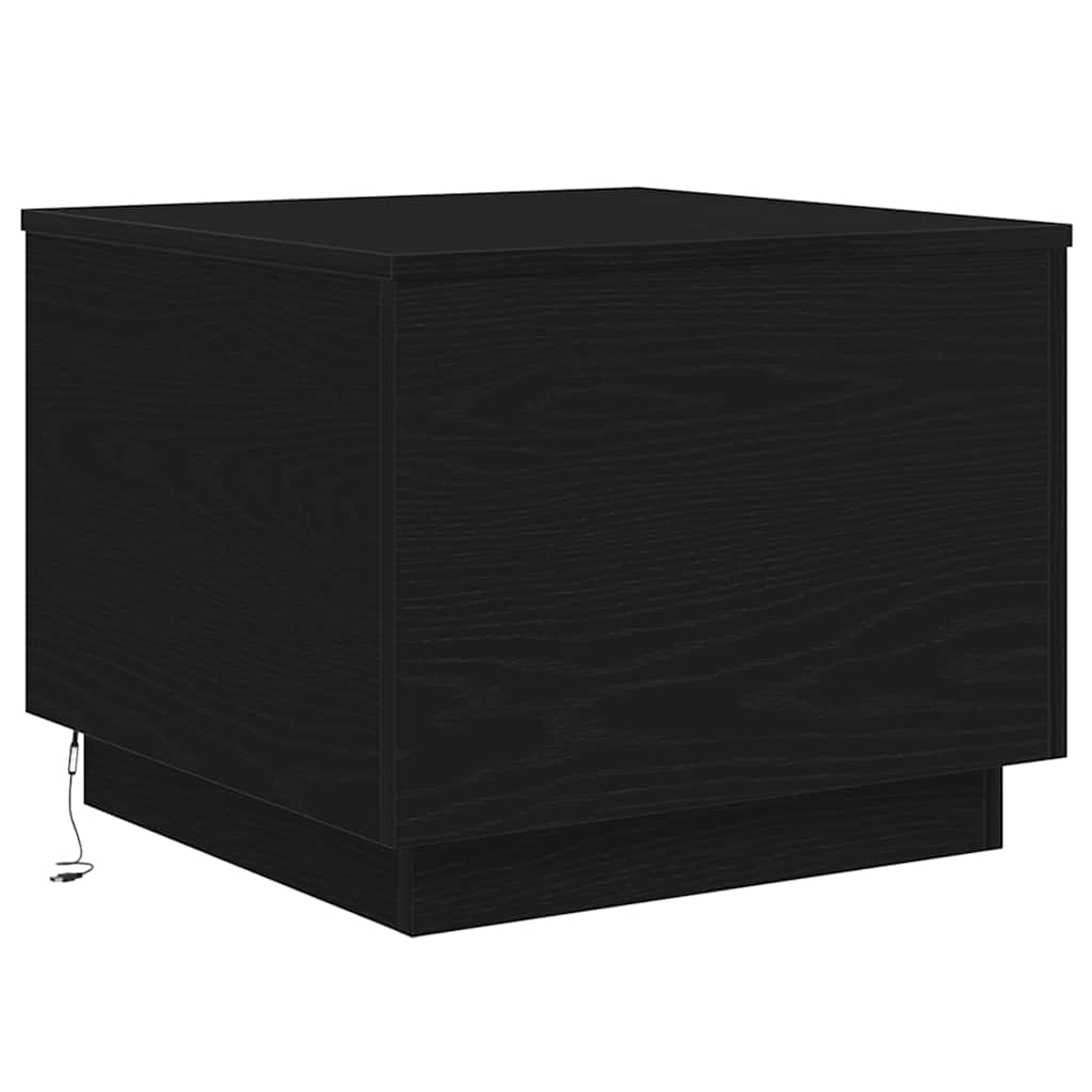 vidaXL Masuta de cafea cu lumini LED Stejar negru 50x50x40 cm vidaXL Masuta de cafea cu lumini LED Stejar negru 50x50x40 cm