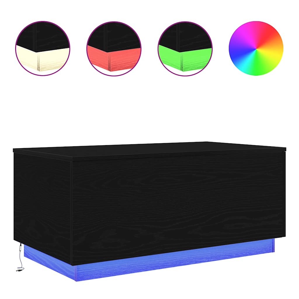 vidaXL Masuta de cafea cu lumini LED Stejar negru 90x50x40 cm vidaXL Masuta de cafea cu lumini LED Stejar negru 90x50x40 cm