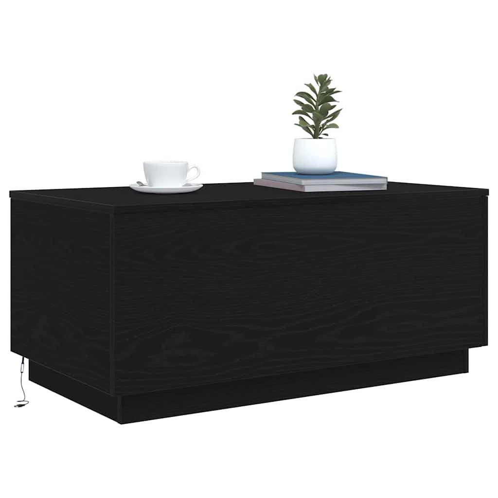 vidaXL Masuta de cafea cu lumini LED Stejar negru 90x50x40 cm vidaXL Masuta de cafea cu lumini LED Stejar negru 90x50x40 cm