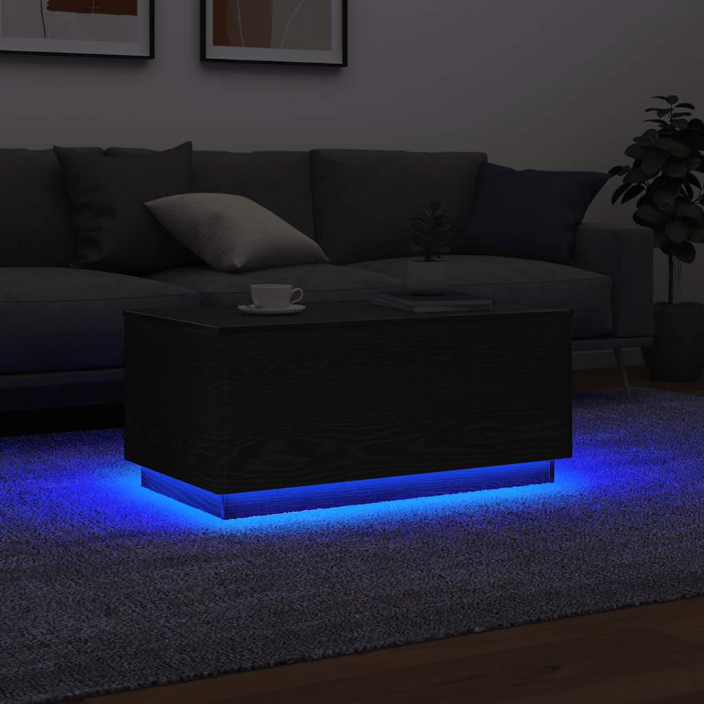 vidaXL Masuta de cafea cu lumini LED Stejar negru 90x50x40 cm vidaXL Masuta de cafea cu lumini LED Stejar negru 90x50x40 cm