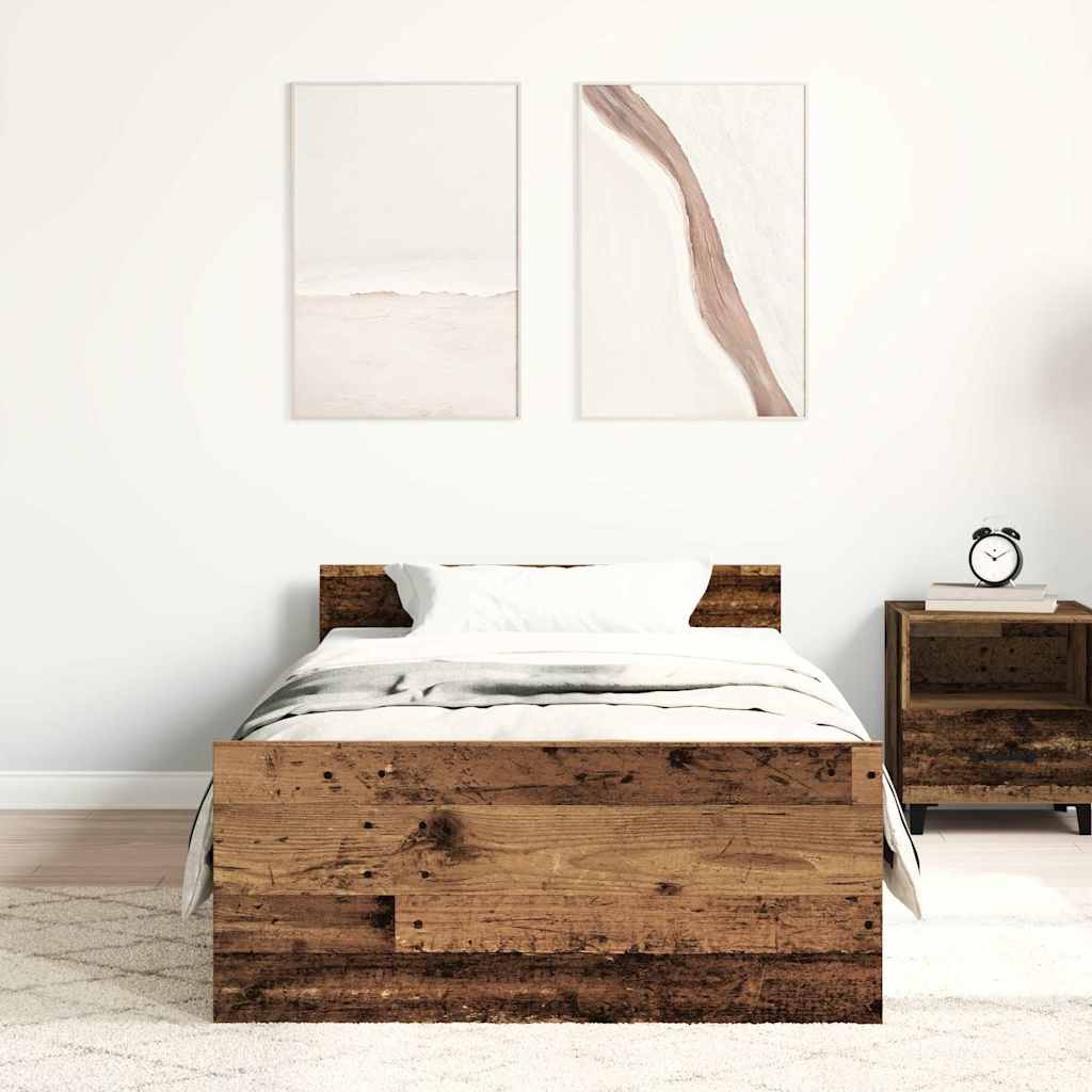 vidaXL Cadru de pat fără saltea Lemn vechi 75x190 cm Lemn prelucrat