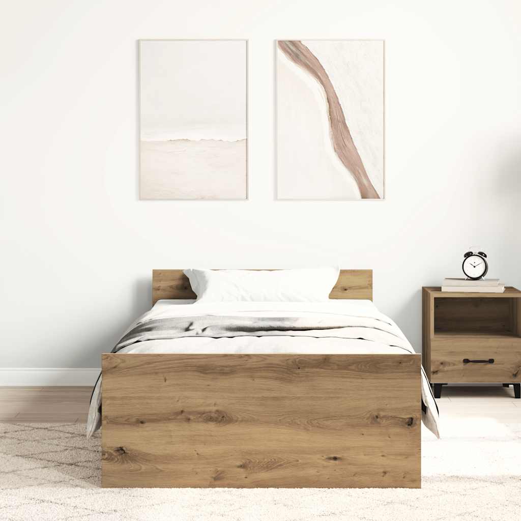 vidaXL Cadru de pat fără saltea Stejar Artisan 75x190cm Lemn prelucrat