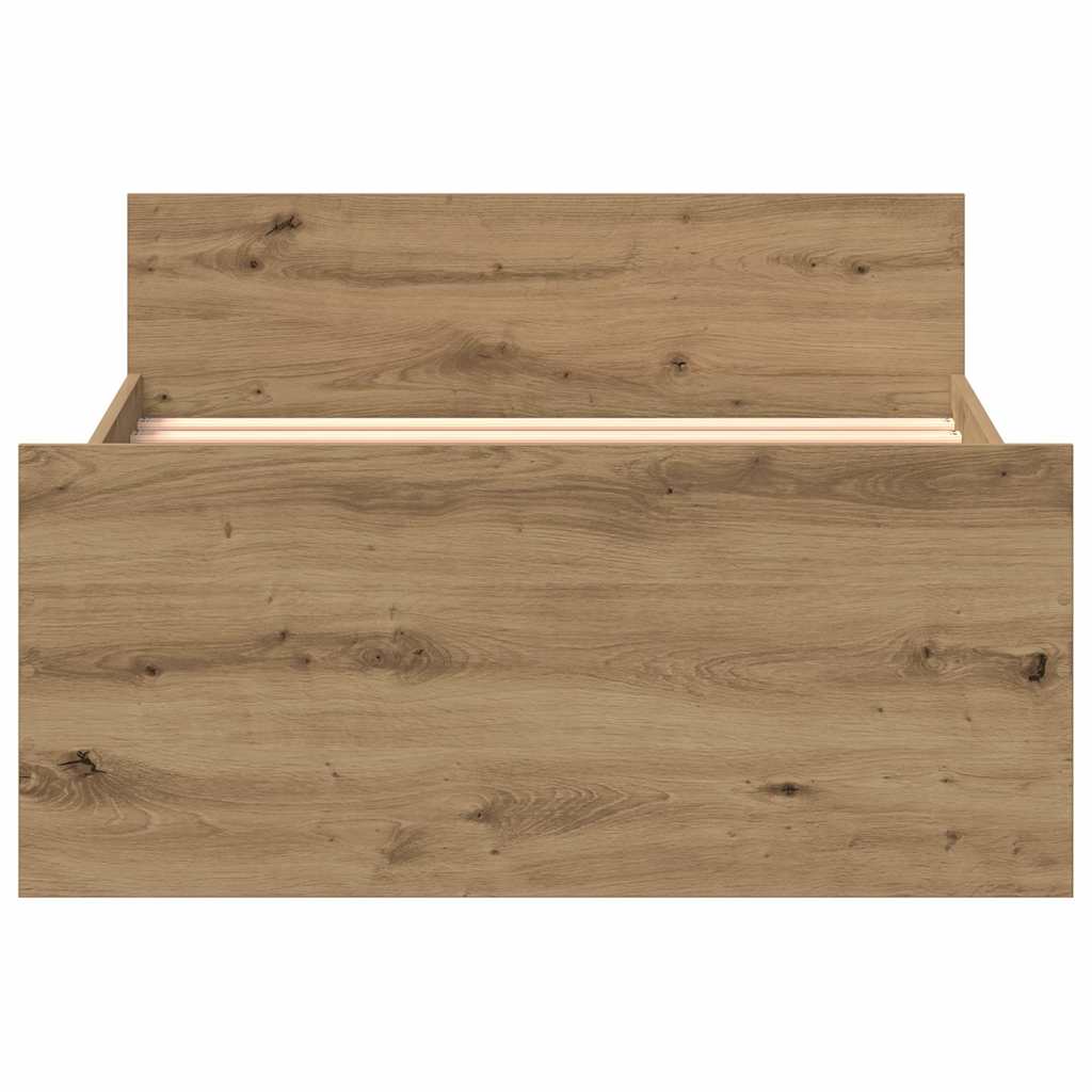 vidaXL Cadru de pat fără saltea Stejar Artisan 75x190cm Lemn prelucrat