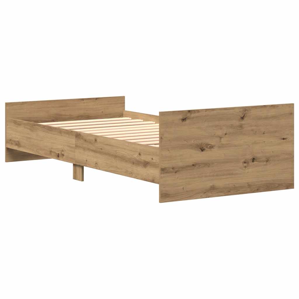 vidaXL Cadru de pat fără saltea Stejar Artisan 75x190cm Lemn prelucrat