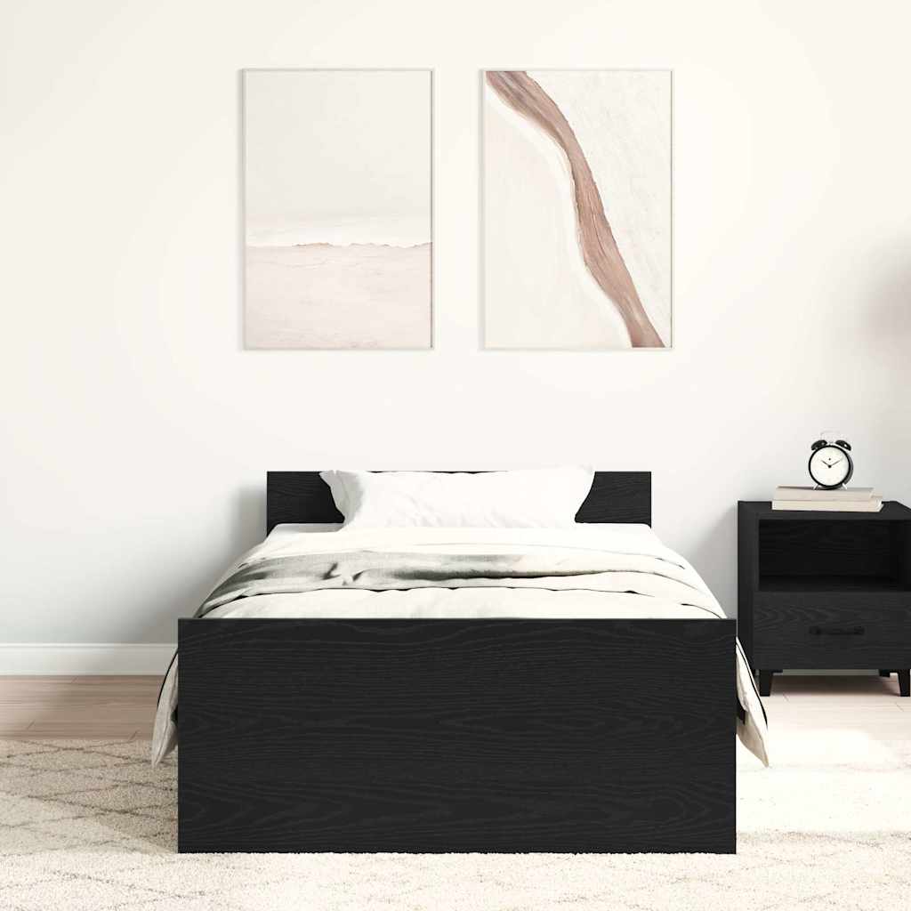 vidaXL Cadru de pat fără saltea Stejar negru 75x190 cm Lemn prelucrat vidaXL Cadru de pat fără saltea Stejar negru 75x190 cm Lemn prelucrat