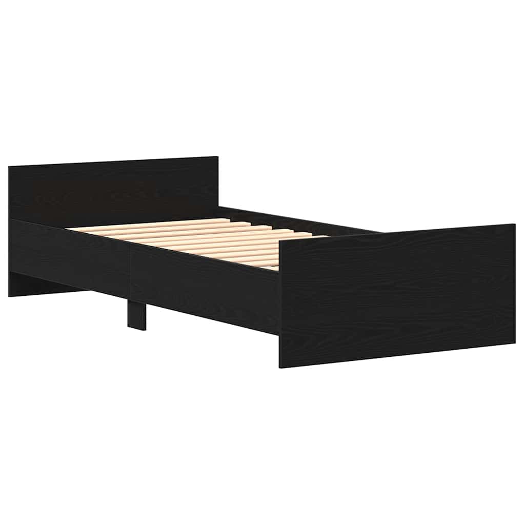 vidaXL Cadru de pat fără saltea Stejar negru 75x190 cm Lemn prelucrat vidaXL Cadru de pat fără saltea Stejar negru 75x190 cm Lemn prelucrat