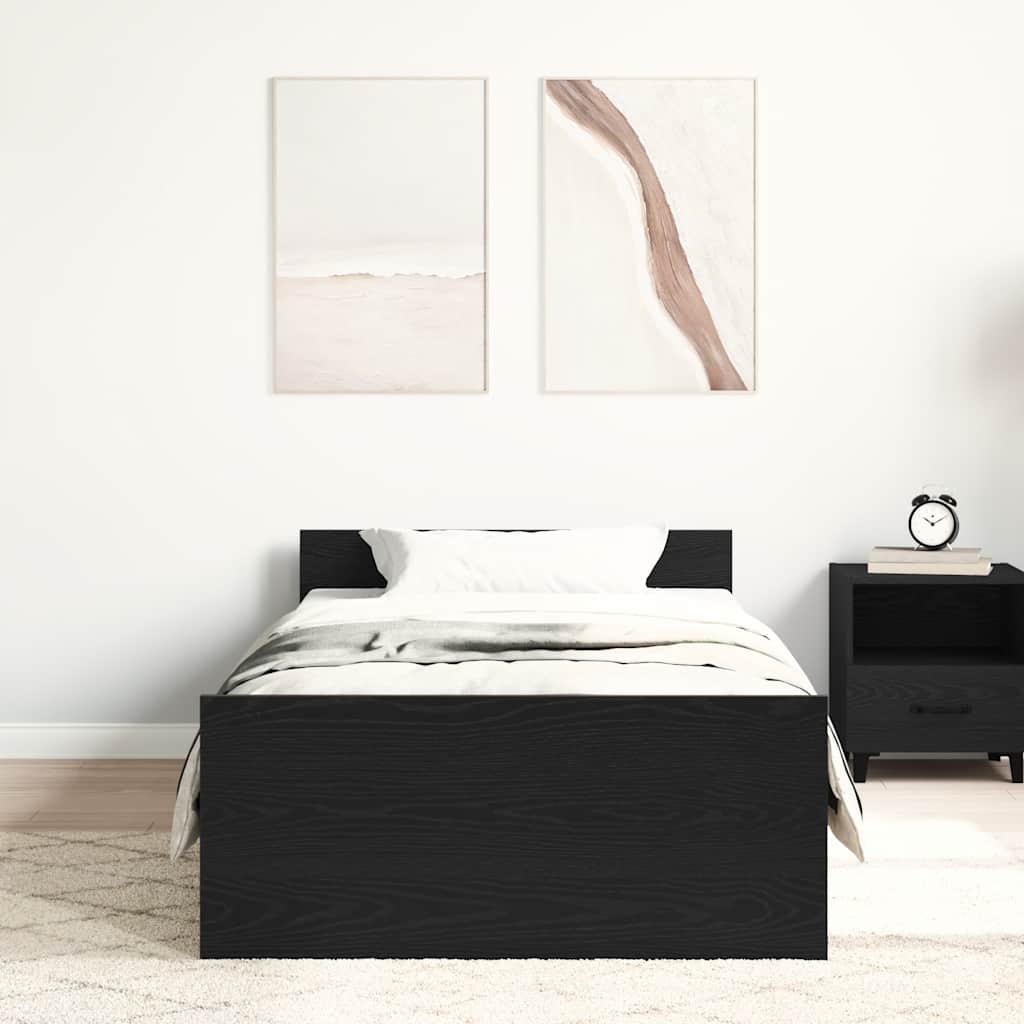 vidaXL Cadru de pat fără saltea Stejar negru 100x200 cm Lemn prelucrat vidaXL Cadru de pat fără saltea Stejar negru 100x200 cm Lemn prelucrat