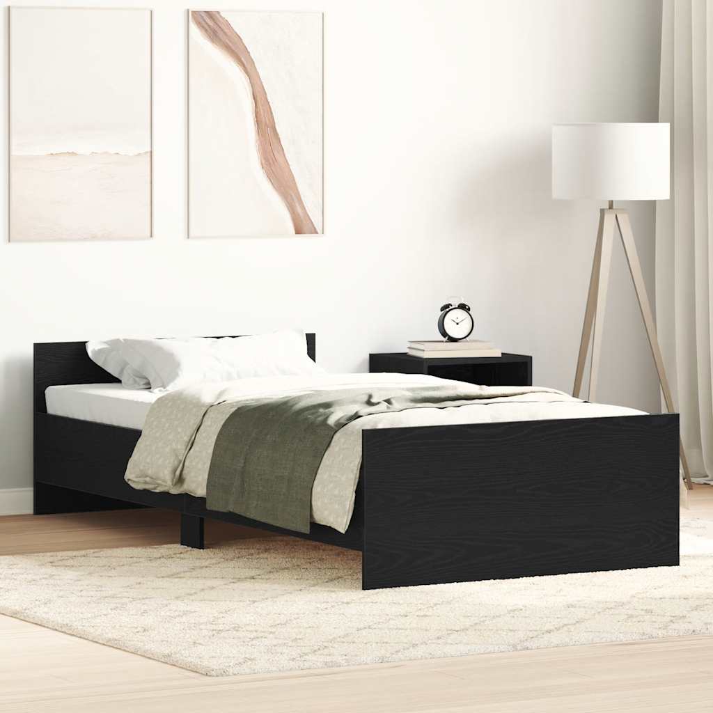 vidaXL Cadru de pat fără saltea Stejar negru 100x200 cm Lemn prelucrat vidaXL Cadru de pat fără saltea Stejar negru 100x200 cm Lemn prelucrat