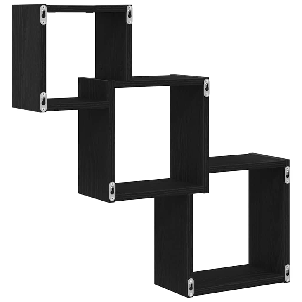vidaXL Rafturi cub perete, stejar negru, 68x15x68 cm, lemn prelucrat vidaXL Rafturi cub perete, stejar negru, 68x15x68 cm, lemn prelucrat