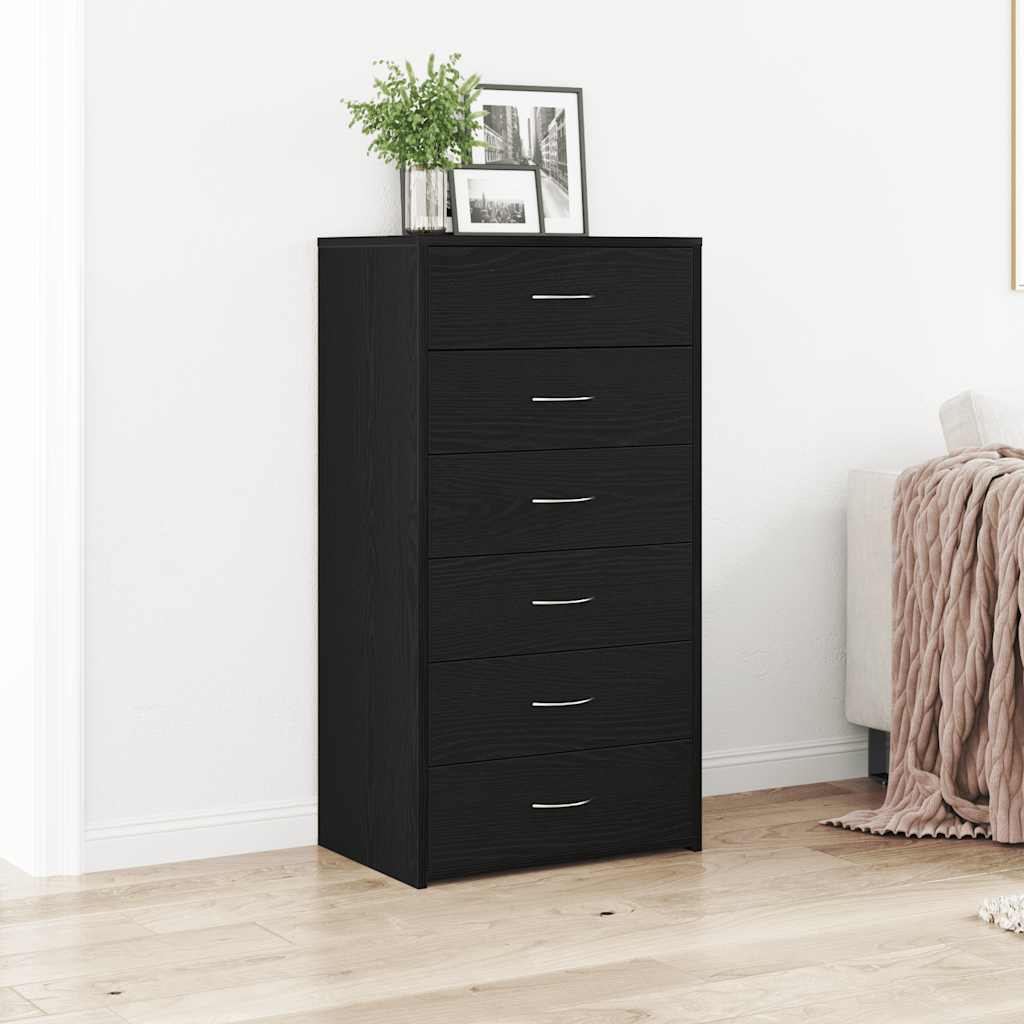 vidaXL Bufetă cu 6 sertare Stejar negru 50x34x96 cm Lemn prelucrat vidaXL Bufetă cu 6 sertare Stejar negru 50x34x96 cm Lemn prelucrat