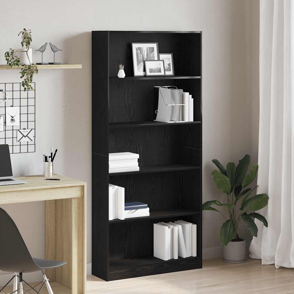 vidaXL Bibliotecă Stejar negru 80x24x176 cm Lemn prelucrat vidaXL Bibliotecă Stejar negru 80x24x176 cm Lemn prelucrat