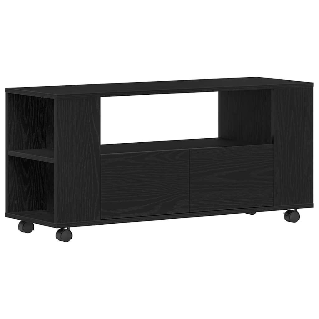 vidaXL Dulap TV cu roți stejar negru 102x34,5x43 cm lemn prelucrat vidaXL Dulap TV cu roți stejar negru 102x34,5x43 cm lemn prelucrat