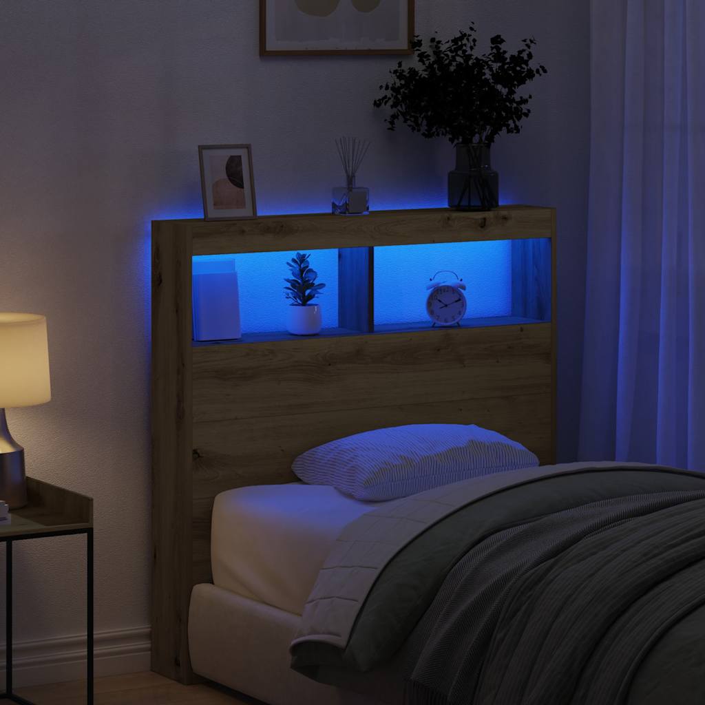 vidaXL Dulap pentru tăblie cu LED Stejar Artisan 100x17x102 cm vidaXL Dulap pentru tăblie cu LED Stejar Artisan 100x17x102 cm