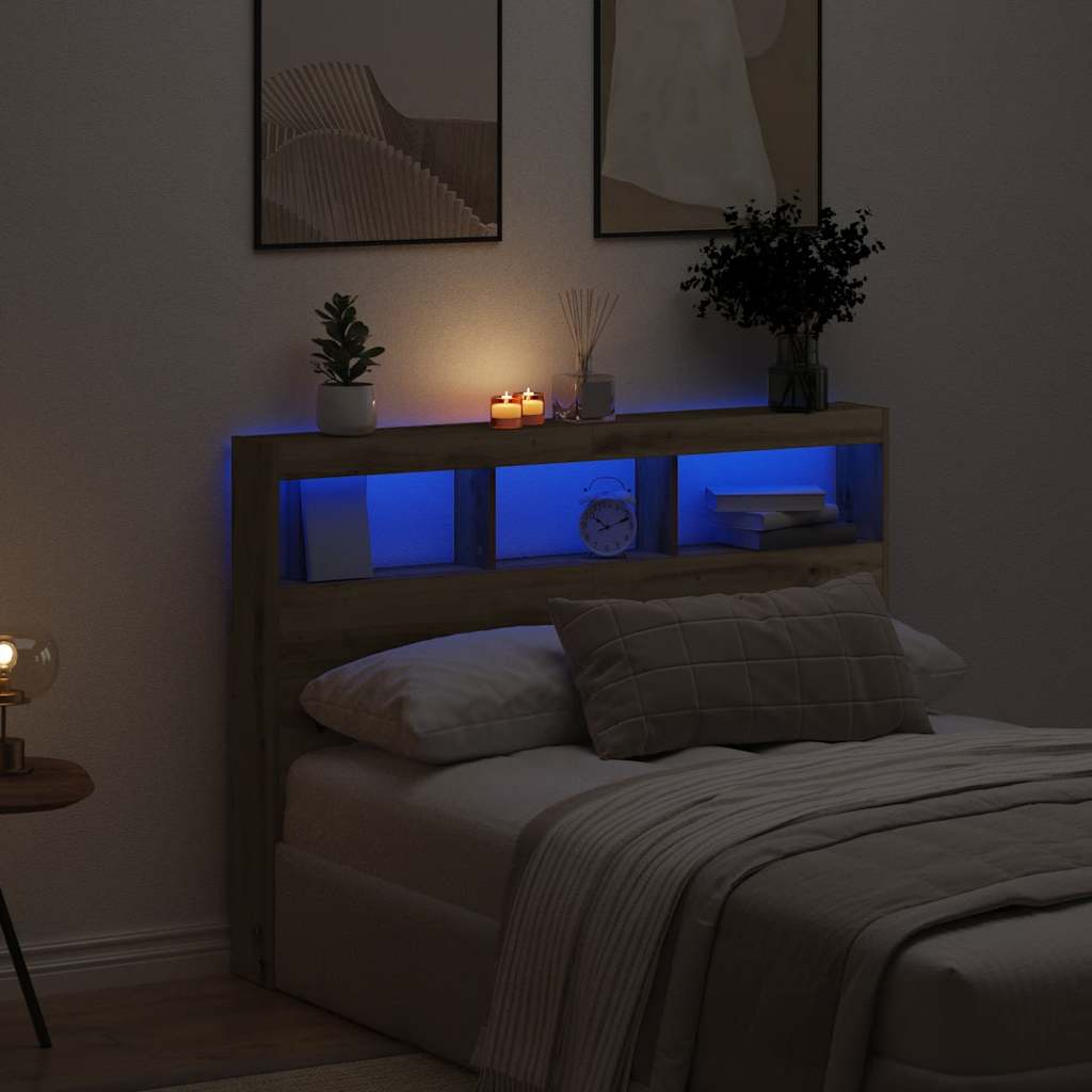 vidaXL Dulap pentru tăblie cu LED Stejar Artisan 140x17x102 cm vidaXL Dulap pentru tăblie cu LED Stejar Artisan 140x17x102 cm