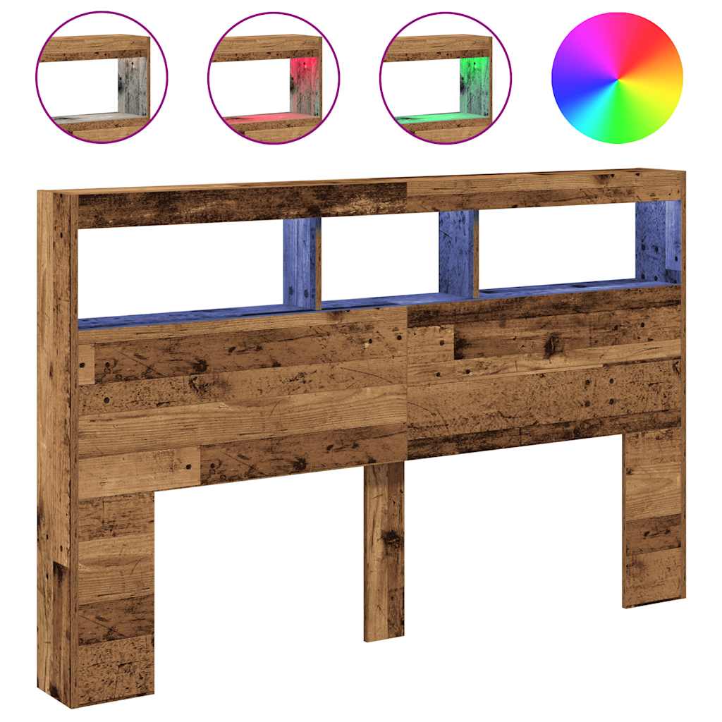 vidaXL Dulap cu tăblie cu LED Lemn vechi 160x17x102 cm