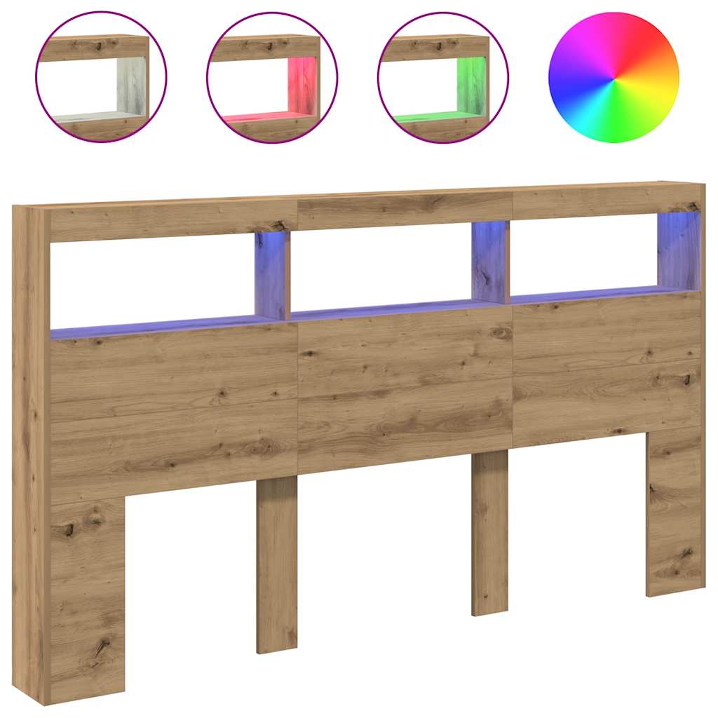vidaXL Dulap pentru tăblie cu LED Stejar Artisan 180x17x102 cm vidaXL Dulap pentru tăblie cu LED Stejar Artisan 180x17x102 cm