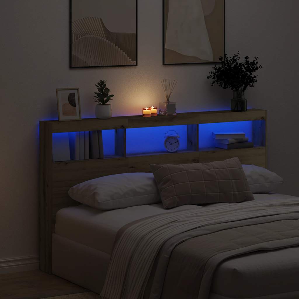 vidaXL Dulap pentru tăblie cu LED Stejar Artisan 180x17x102 cm vidaXL Dulap pentru tăblie cu LED Stejar Artisan 180x17x102 cm