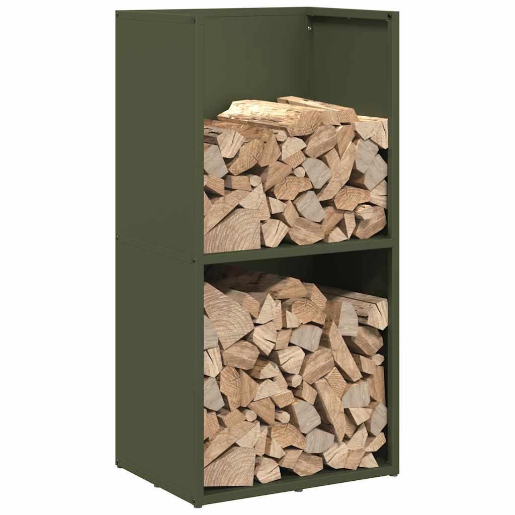 vidaXL Suport pentru lemne de foc Verde măsline Oțel laminat la rece vidaXL Suport pentru lemne de foc Verde măsline Oțel laminat la rece