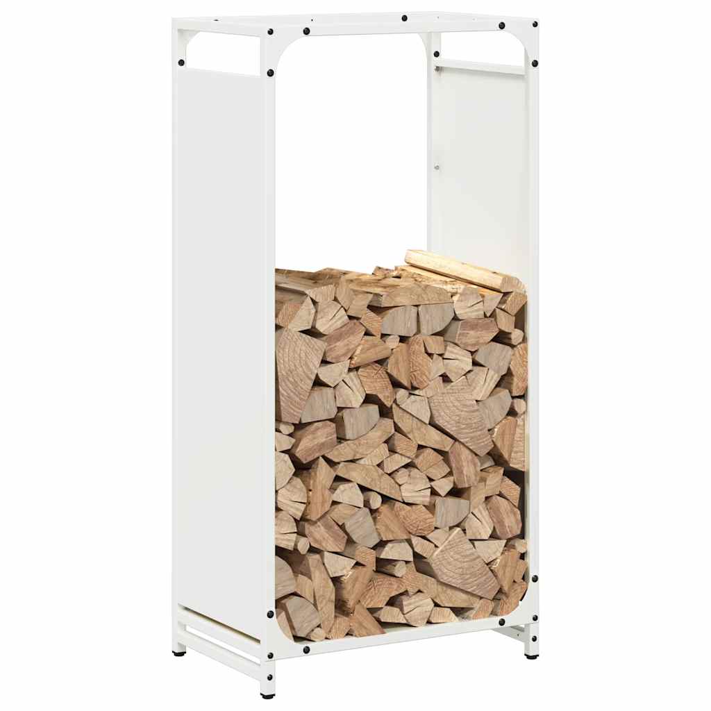 vidaXL Suport pentru lemne de foc alb 44x28x90 cm Oțel laminat la rece