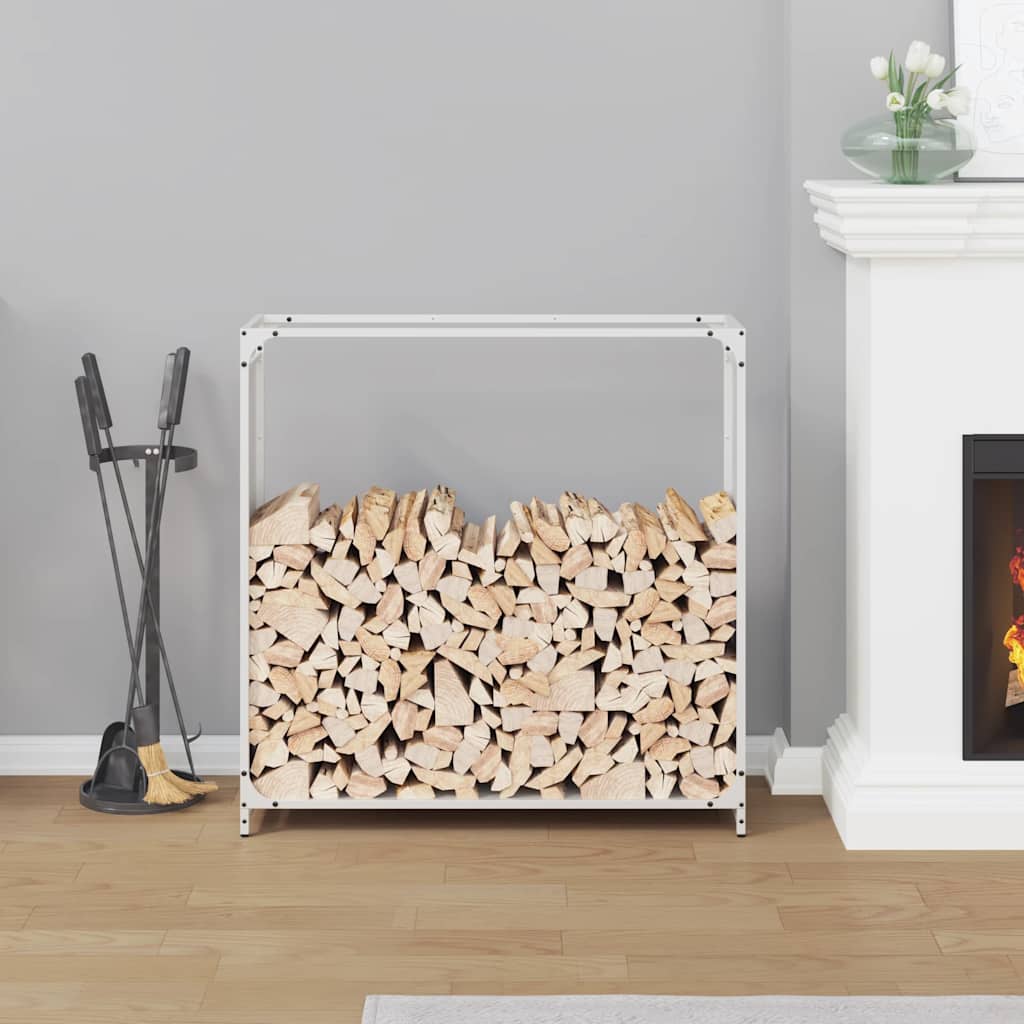 vidaXL Suport pentru lemne de foc alb 90x28x90 cm Oțel laminat la rece
