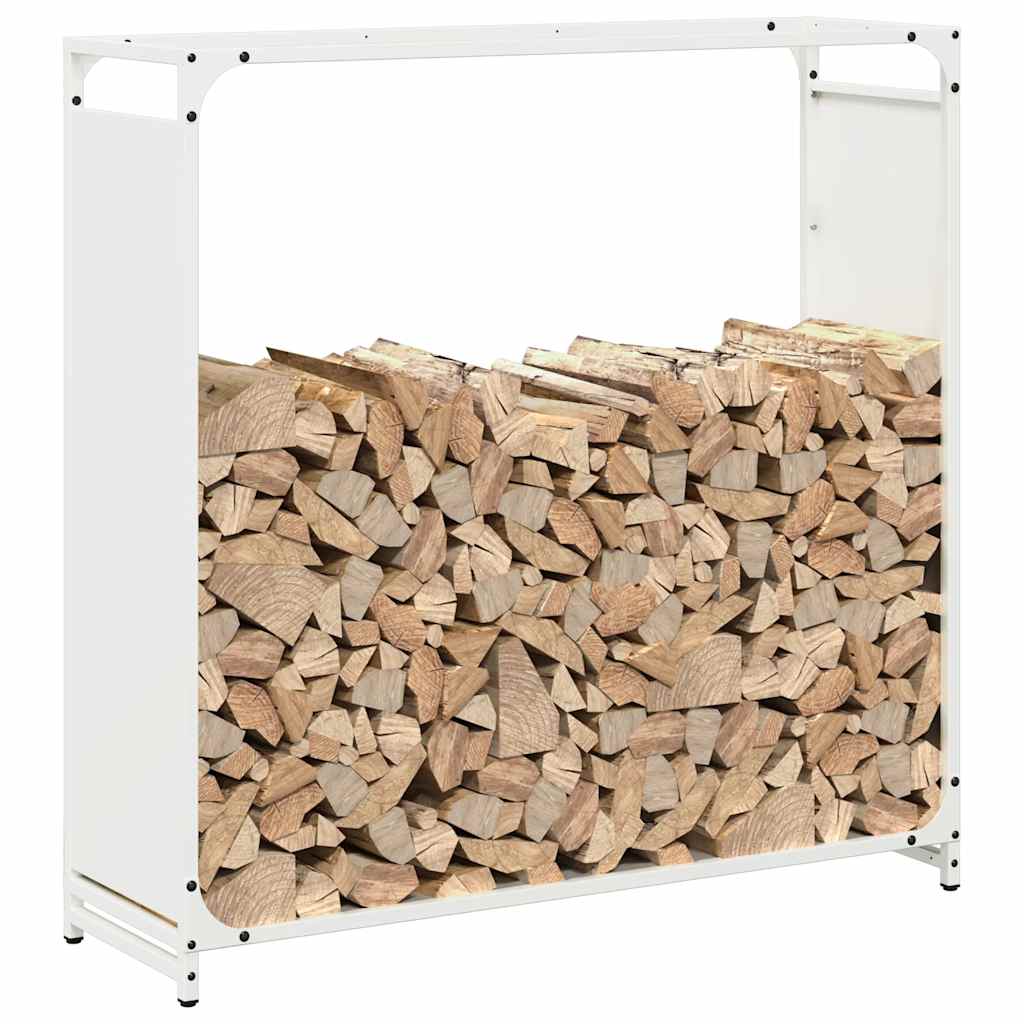 vidaXL Suport pentru lemne de foc alb 90x28x90 cm Oțel laminat la rece