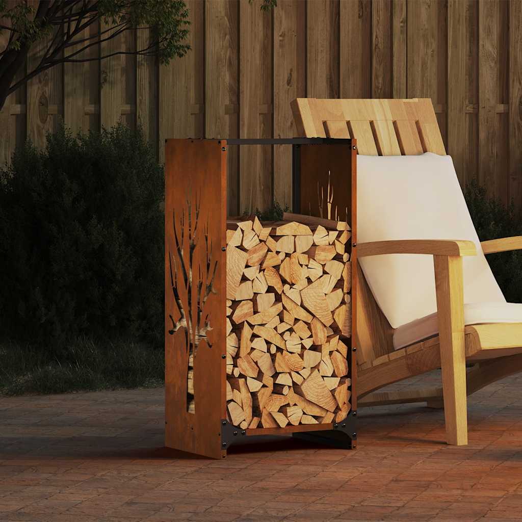 vidaXL Suport pentru lemne de foc 40x30x80 cm Oțel pentru intemperii vidaXL Suport pentru lemne de foc 40x30x80 cm Oțel pentru intemperii