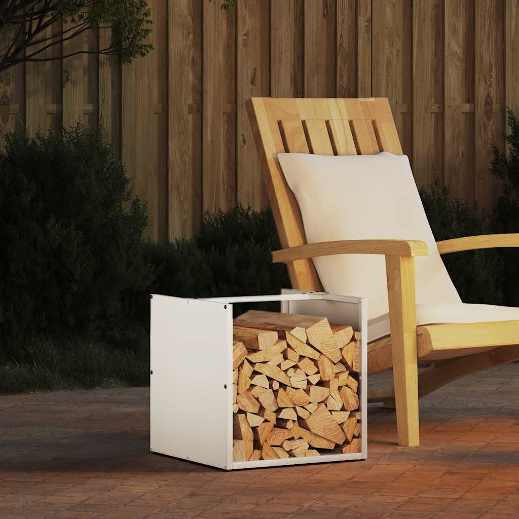 vidaXL Suport pentru lemne de foc alb 40x40x40 cm Oțel laminat la rece vidaXL Suport pentru lemne de foc alb 40x40x40 cm Oțel laminat la rece