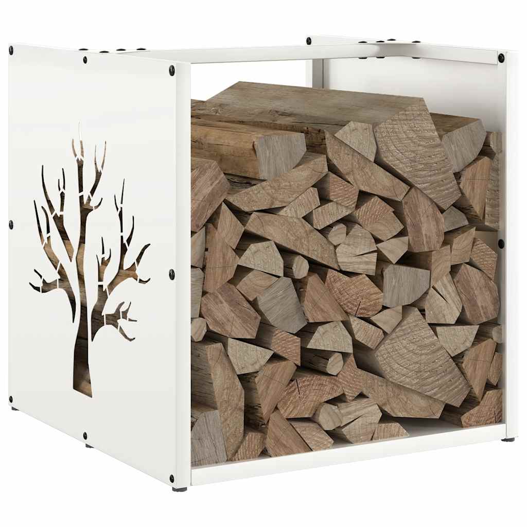 vidaXL Suport pentru lemne de foc alb 40x40x40 cm Oțel laminat la rece vidaXL Suport pentru lemne de foc alb 40x40x40 cm Oțel laminat la rece