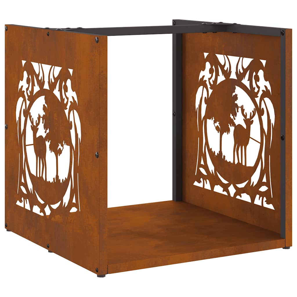 vidaXL Suport pentru lemne de foc 40x40x40 cm Oțel pentru intemperii vidaXL Suport pentru lemne de foc 40x40x40 cm Oțel pentru intemperii
