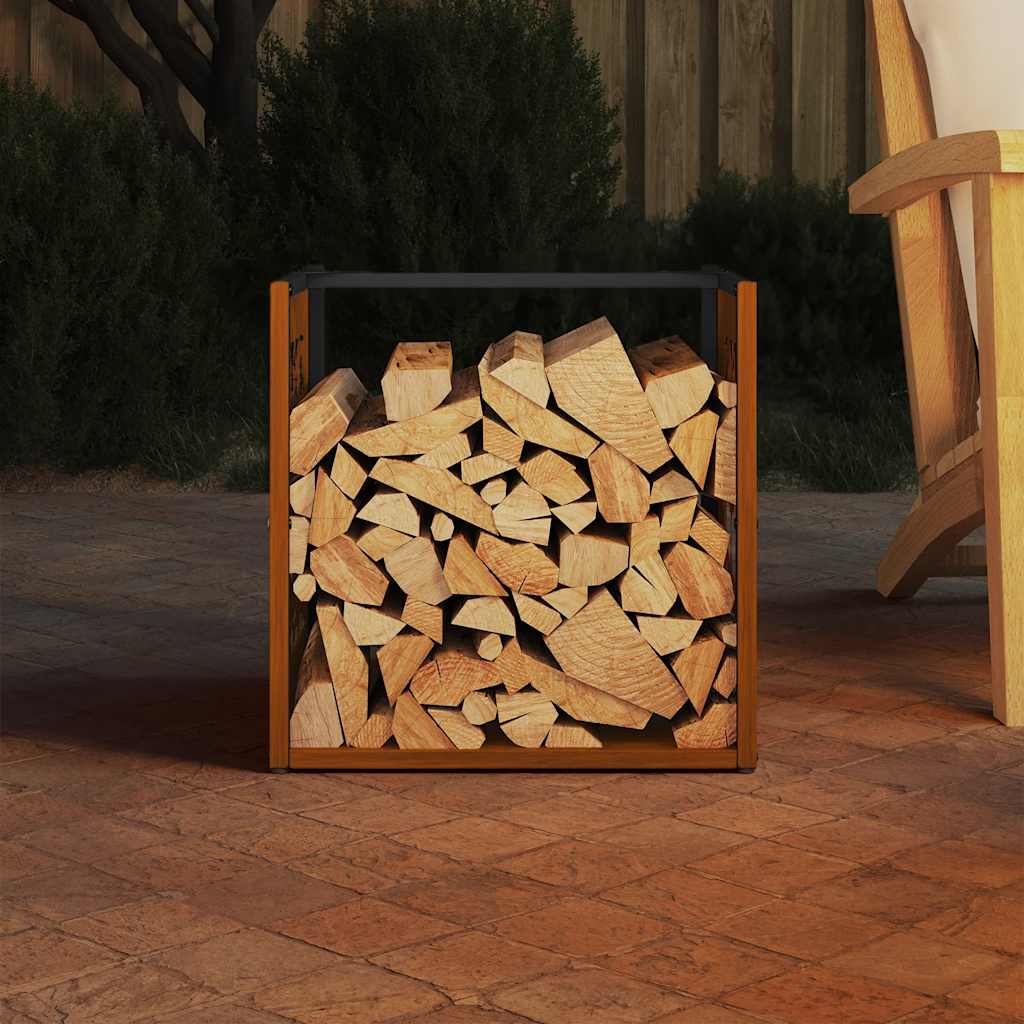 vidaXL Suport pentru lemne de foc 40x40x40 cm Oțel pentru intemperii vidaXL Suport pentru lemne de foc 40x40x40 cm Oțel pentru intemperii