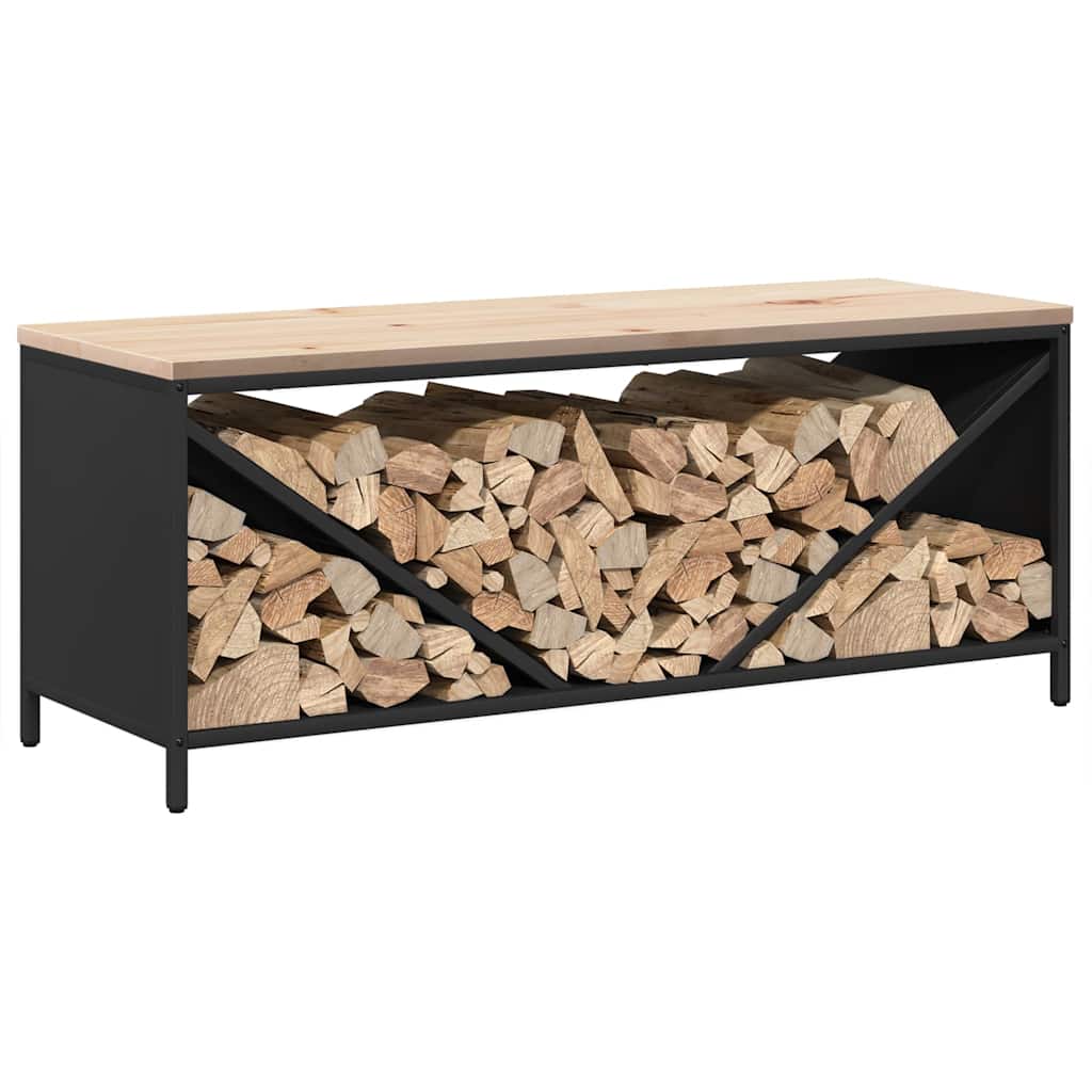 vidaXL Suport pentru lemne de foc cu blat lemn negru 100,5x35,5x40 cm vidaXL Suport pentru lemne de foc cu blat lemn negru 100,5x35,5x40 cm