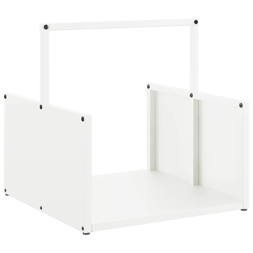 vidaXL Suport pentru lemne de foc alb 40x40x40 cm Oțel laminat la rece