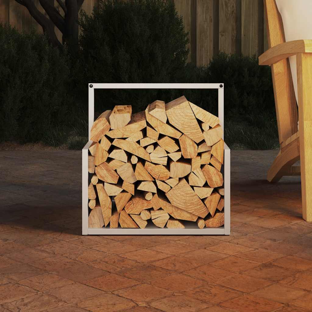 vidaXL Suport pentru lemne de foc alb 40x40x40 cm Oțel laminat la rece