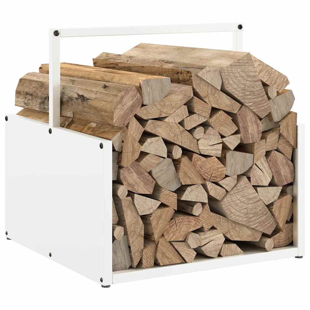 vidaXL Suport pentru lemne de foc alb 40x40x40 cm Oțel laminat la rece