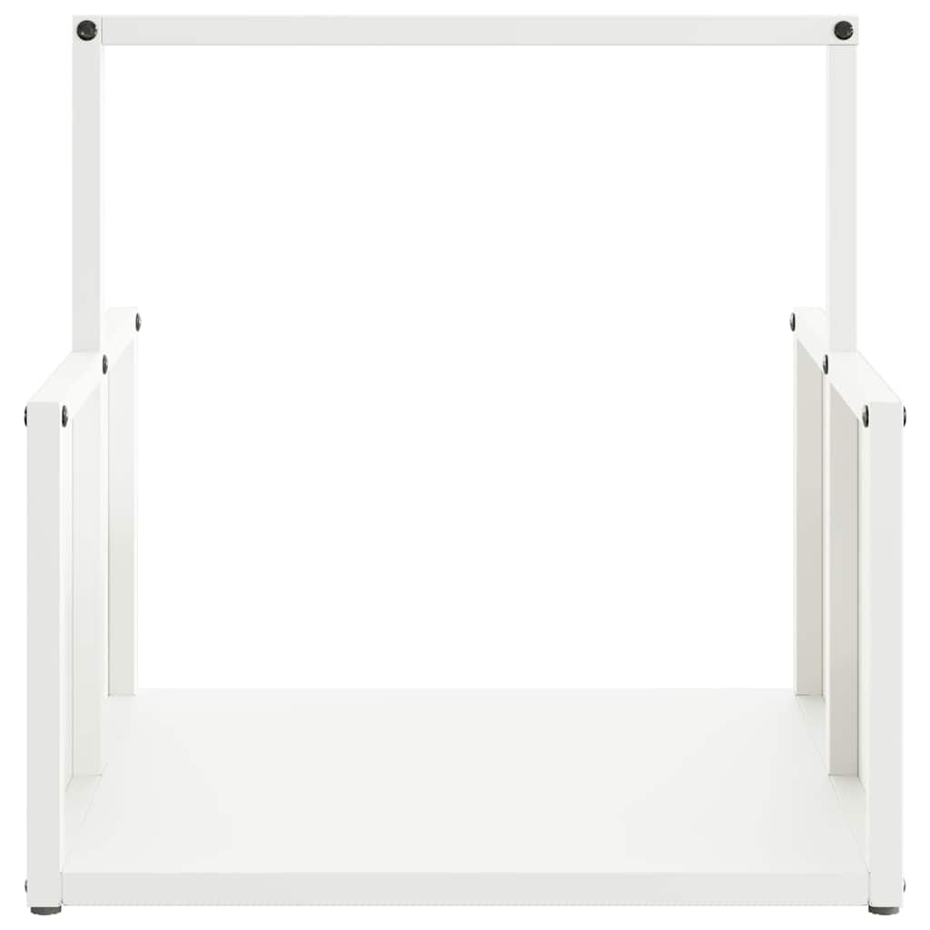 vidaXL Suport pentru lemne de foc alb 40x40x40 cm Oțel laminat la rece
