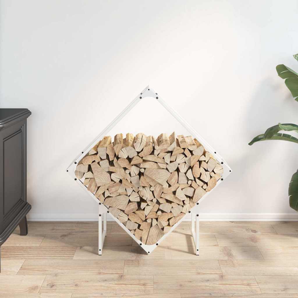 vidaXL Suport pentru lemne de foc alb 80x25x80 cm Oțel laminat la rece