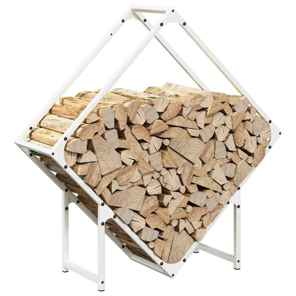 vidaXL Suport pentru lemne de foc alb 80x25x80 cm Oțel laminat la rece