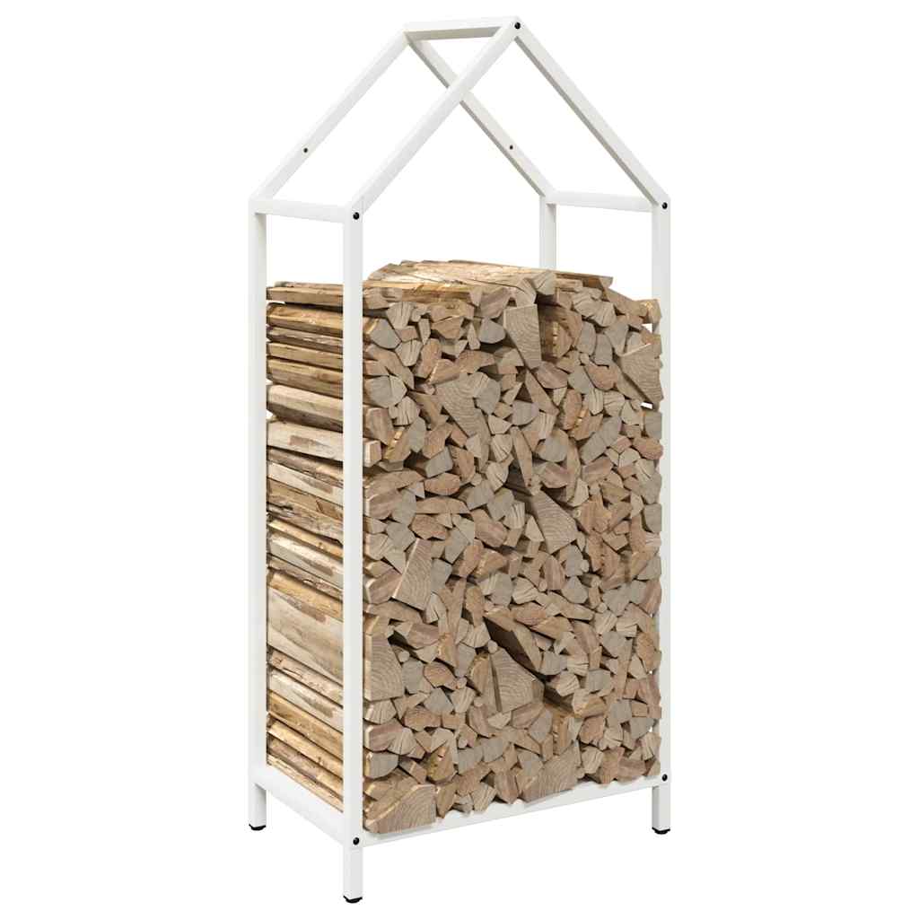 vidaXL Suport pentru lemne de foc alb 40x25x90 cm Oțel laminat la rece