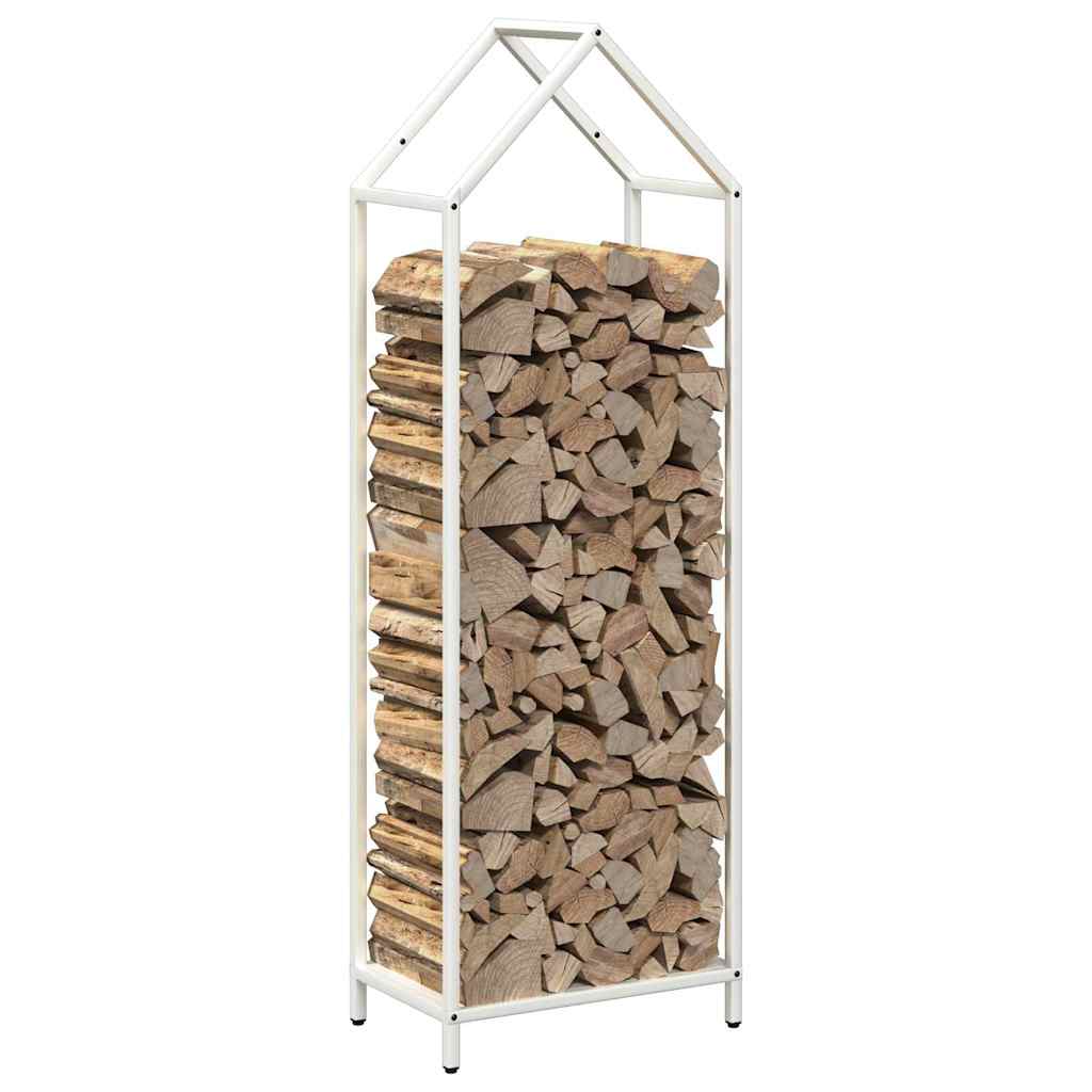 vidaXL Suport pentru lemne de foc alb 40x25x120cm Oțel laminat la rece