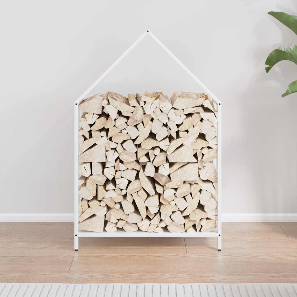 vidaXL Suport pentru lemne de foc alb 60x25x90 cm Oțel laminat la rece