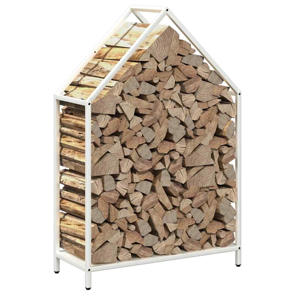 vidaXL Suport pentru lemne de foc alb 60x25x90 cm Oțel laminat la rece
