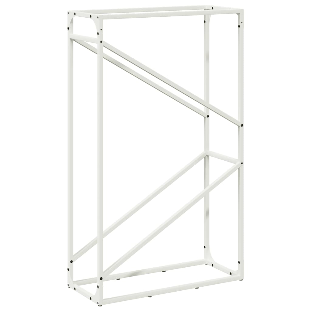 vidaXL Suport pentru lemne de foc alb 60x25x100cm Oțel laminat la rece