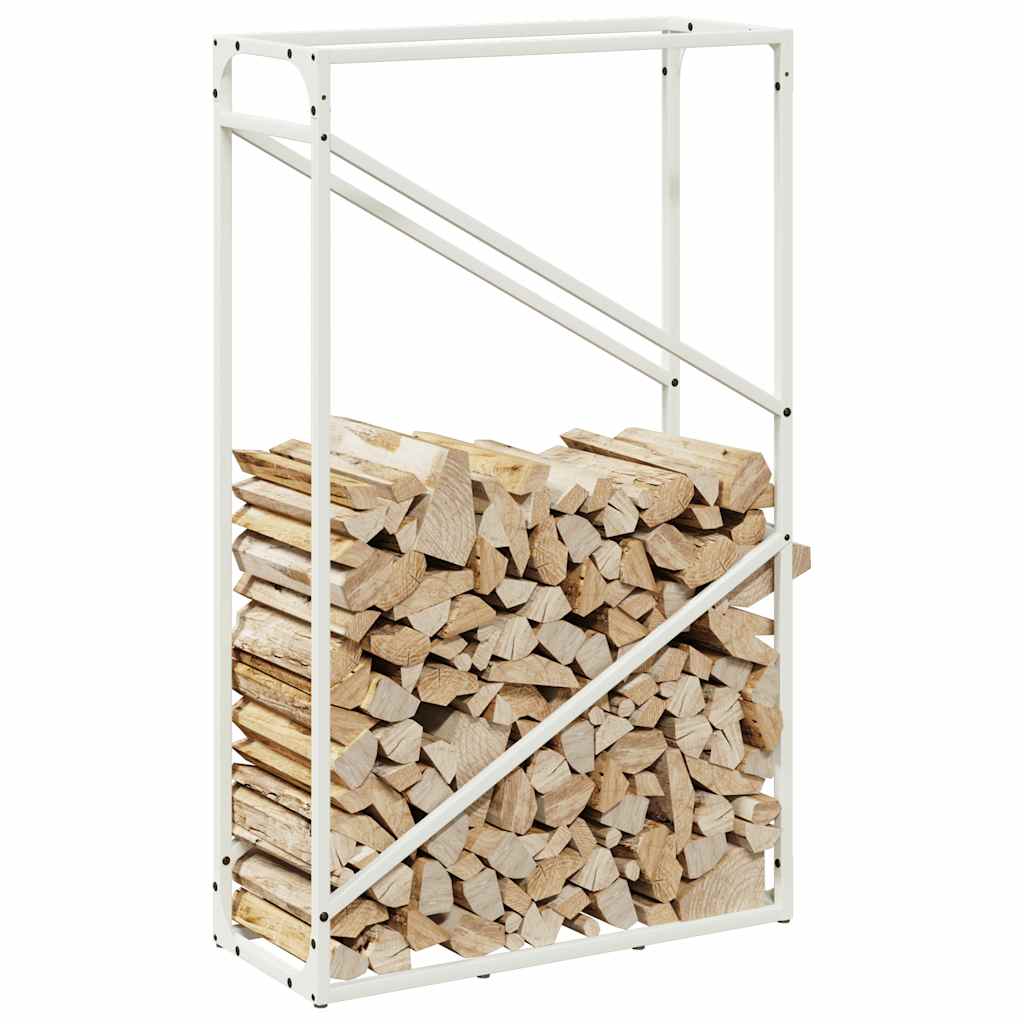 vidaXL Suport pentru lemne de foc alb 60x25x100cm Oțel laminat la rece