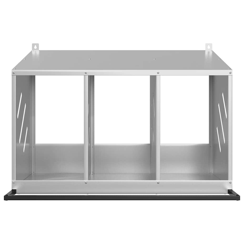 vidaXL Cutie cuibar pentru pui cu 3 compartimente argintiu galvanizat