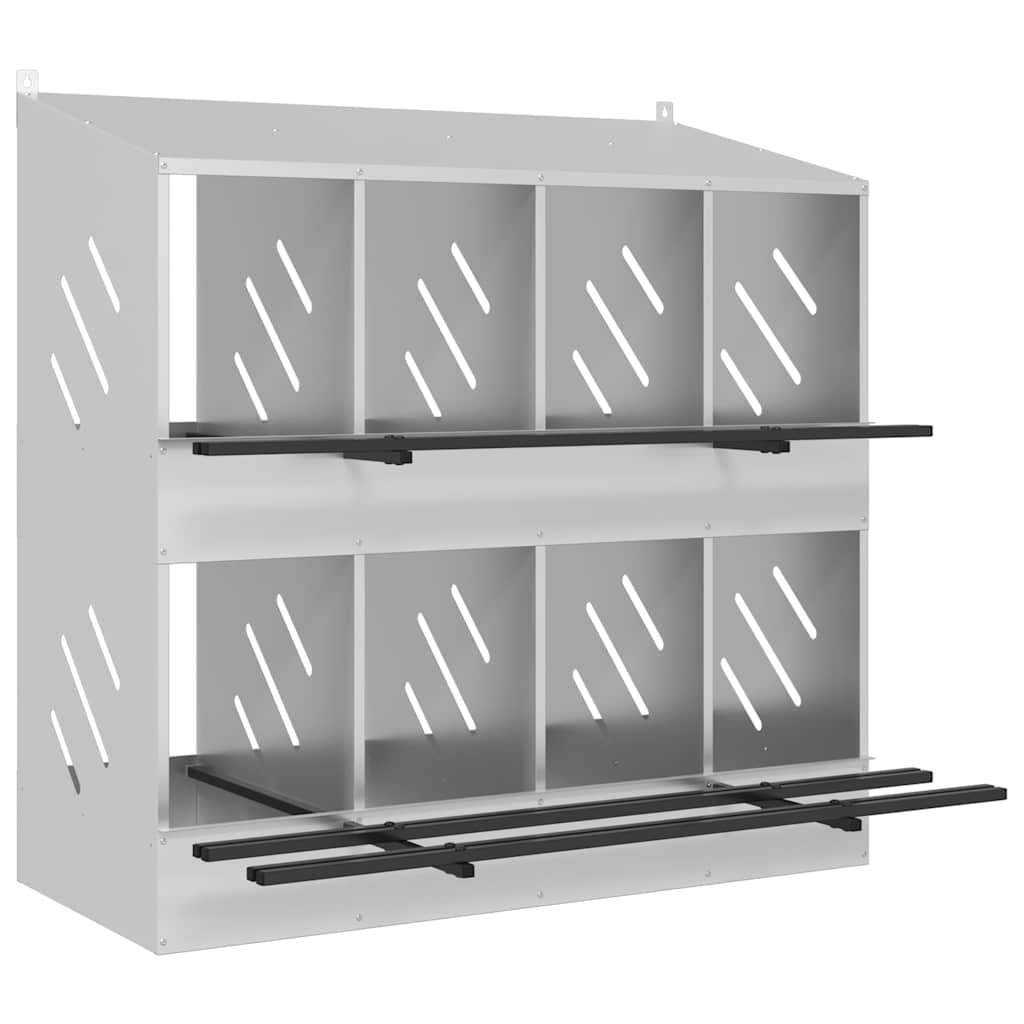 vidaXL Cutie pentru pui cu 8 compartimente, metal argintiu galvanizat