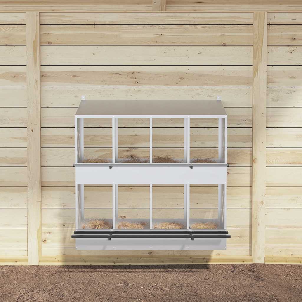 vidaXL Cutie pentru pui cu 8 compartimente, metal argintiu galvanizat