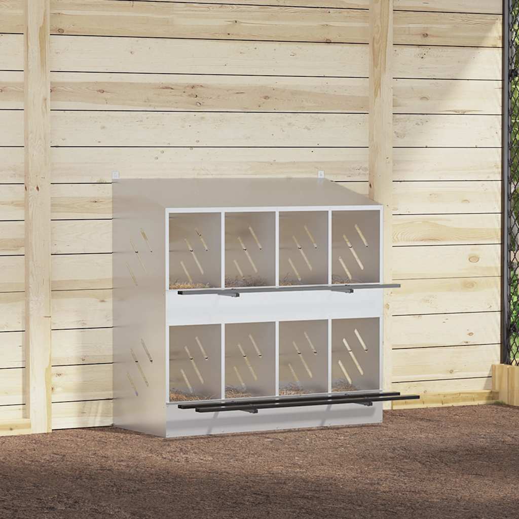 vidaXL Cutie pentru pui cu 8 compartimente, metal argintiu galvanizat